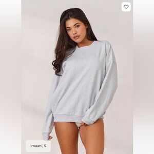 NWT lounge varsity crew neck sweater grey frost melange size small